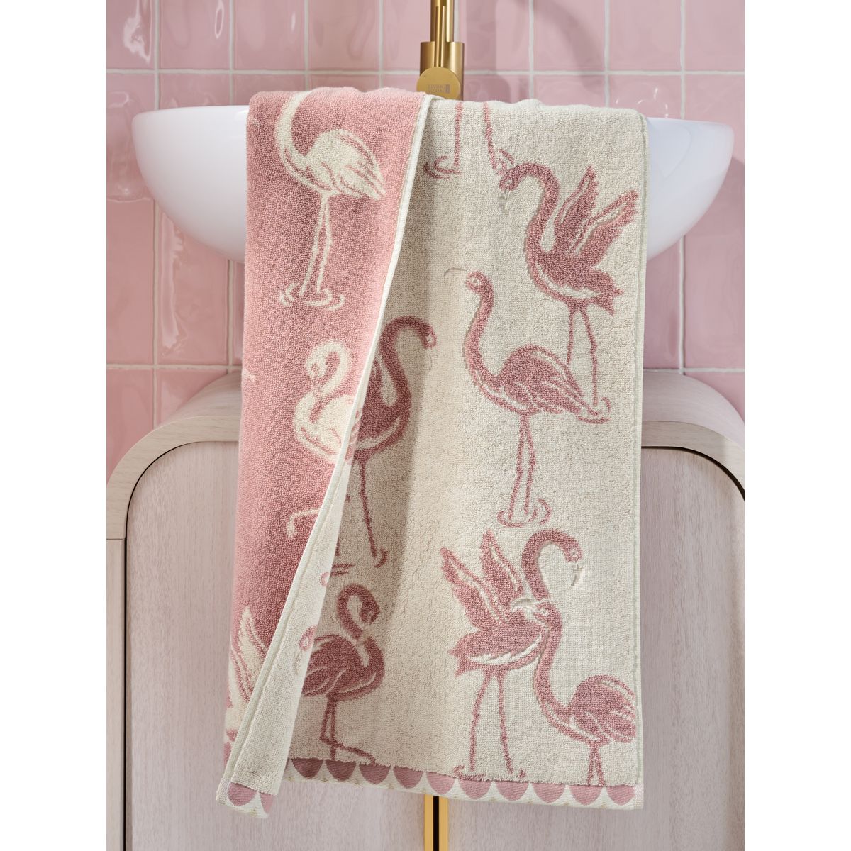Serviette flamant rose à détails scintillants rose, NEXT
