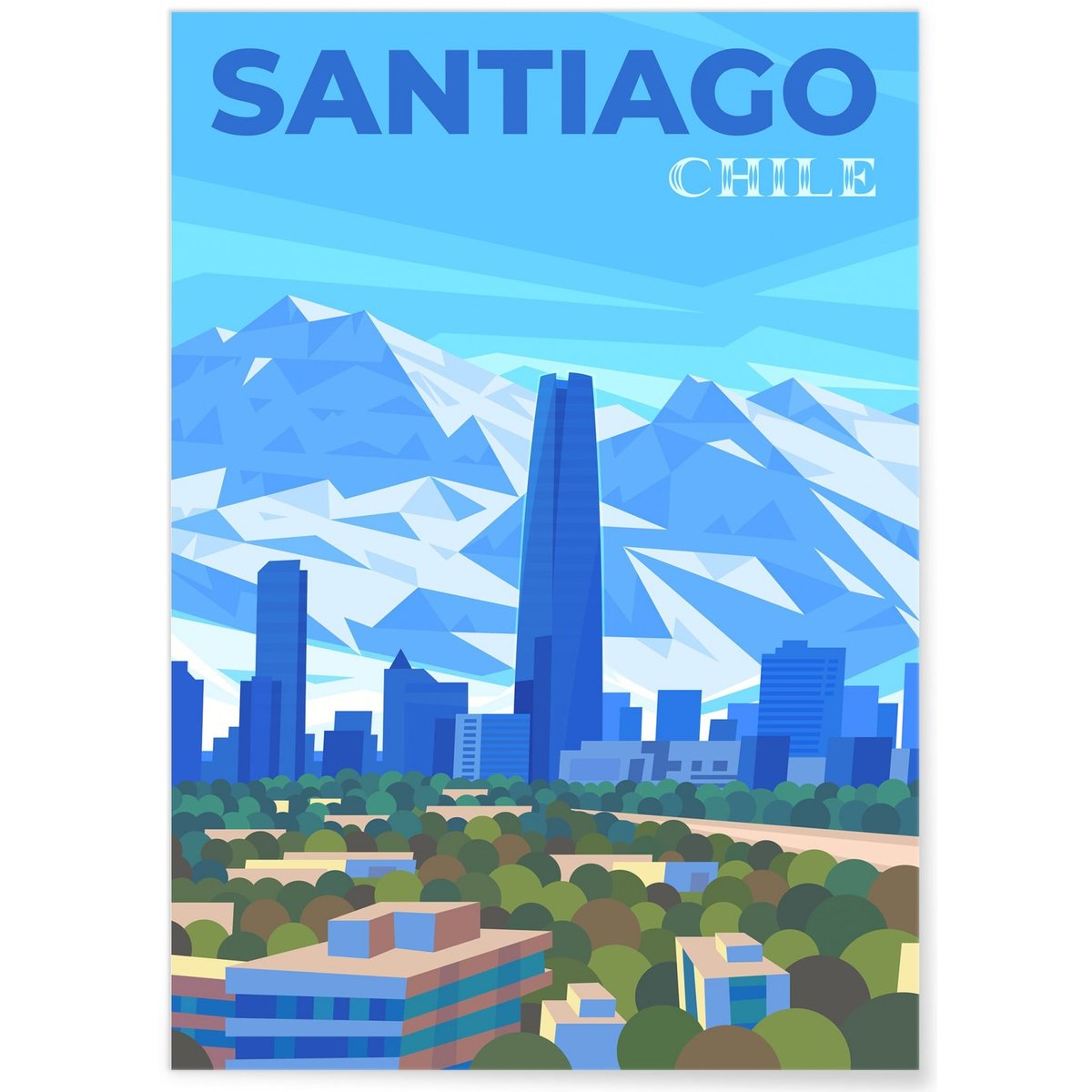 Affiche ville Santiago blanc, L'AFFICHERIE