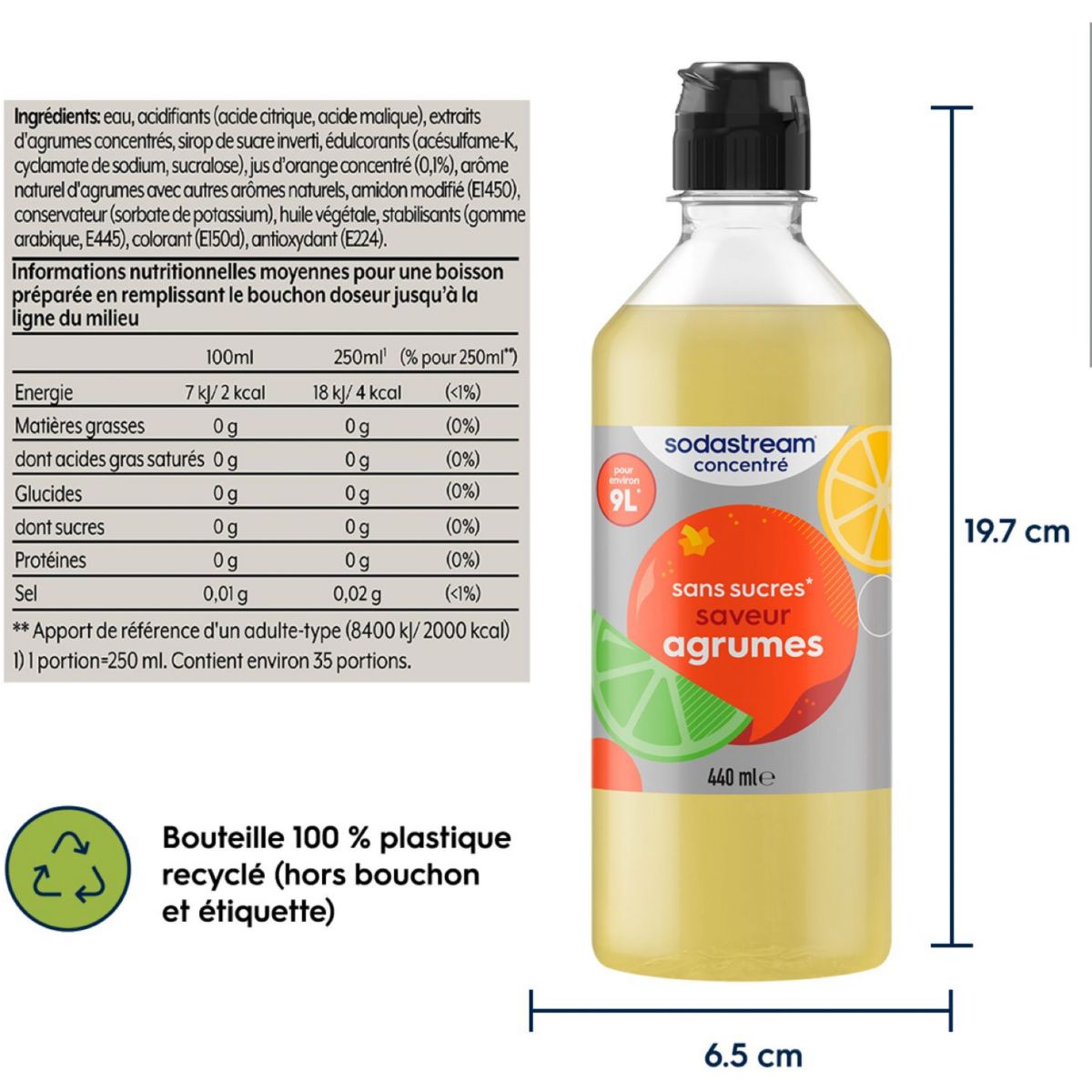 Concentré saveur agrumes sans sucres 440 mL couleur unique, SODASTREAM