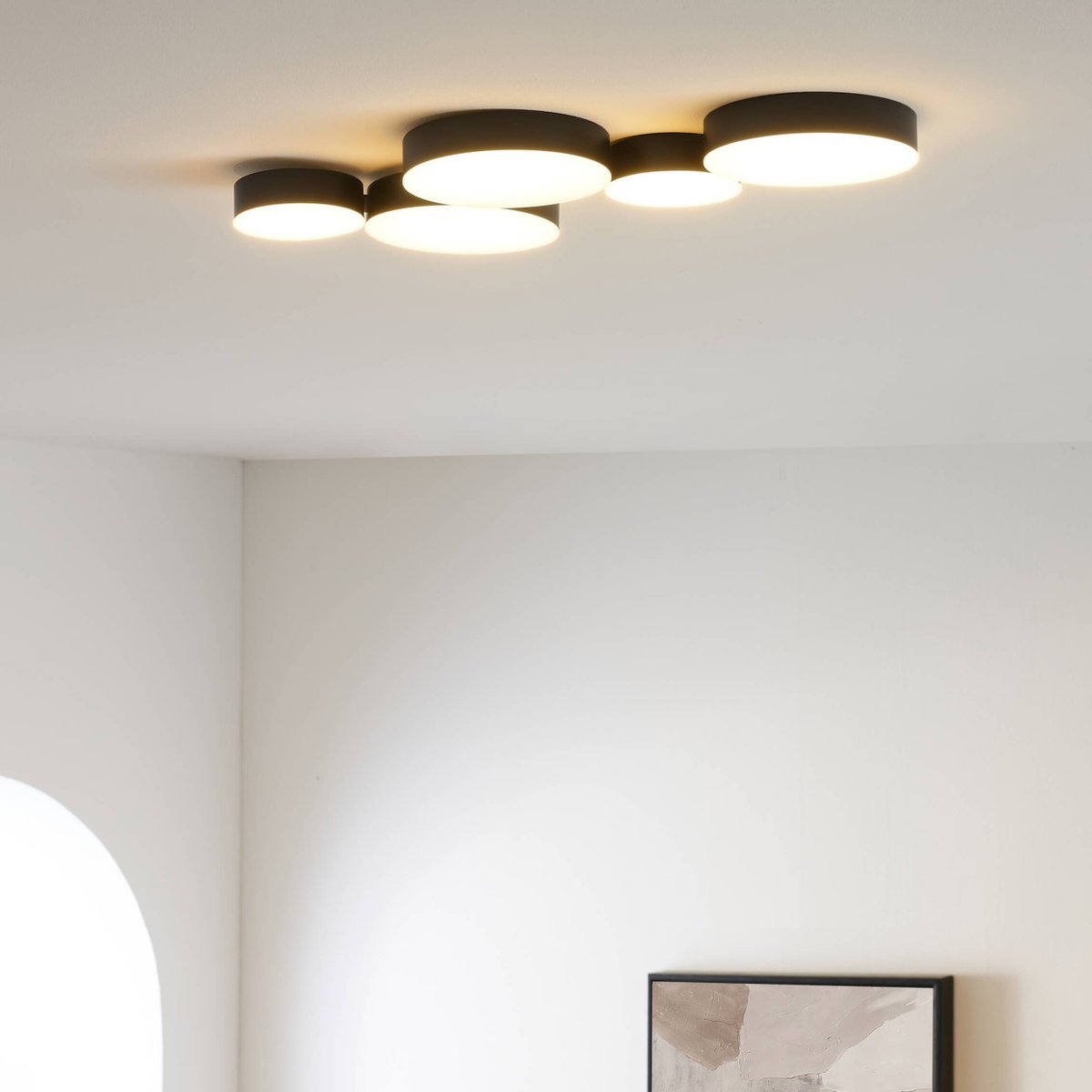 Plafonnier ou applique à 5 cercles - SKAVI noir, KOSILUM