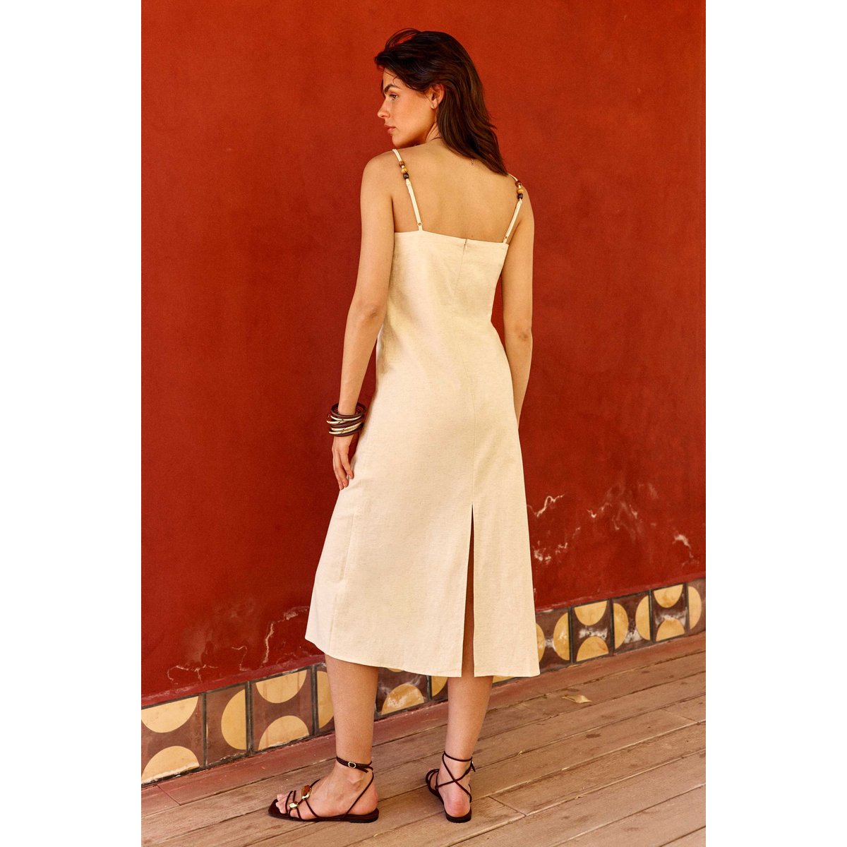 Robe longueur midi droite uni RIVAN 05-naturel, LA PETITE ETOILE