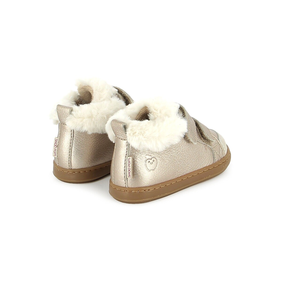 Gevoerde sneakers met klittenband, BOUBA SCRATCH WOOL goudkleur, SHOO POM