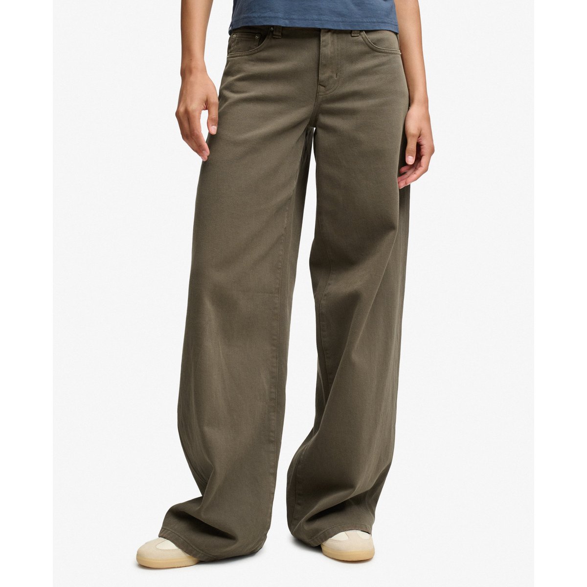 Pantalon Baggy Taille Moyenne kaki foncé, SUPERDRY