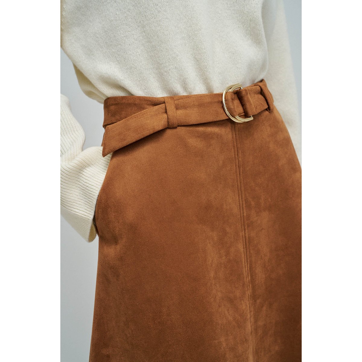 JUPE MIDI EFFET SUEDE marron, SALSA JEANS