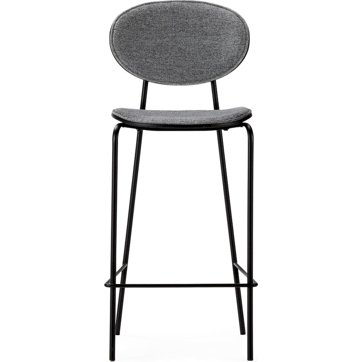 Tabouret de bar en métal et tissu noir et gris, RECOLLECTION