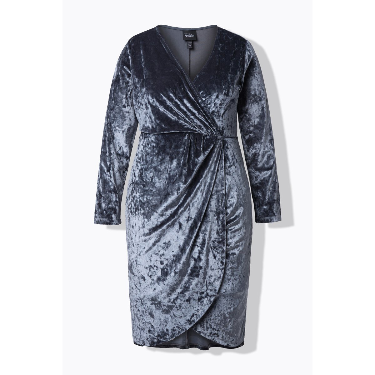 Robe midi en velours ardoise, ULLA POPKEN