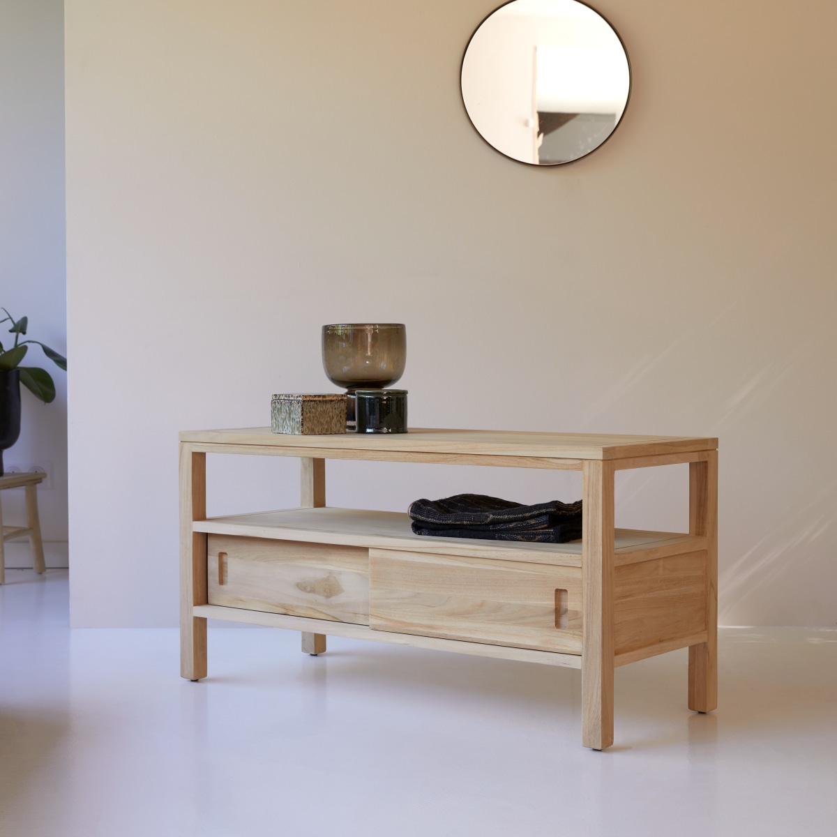 Meuble Hi-FI, TV en Teck massif, ANTON naturel, TIKAMOON