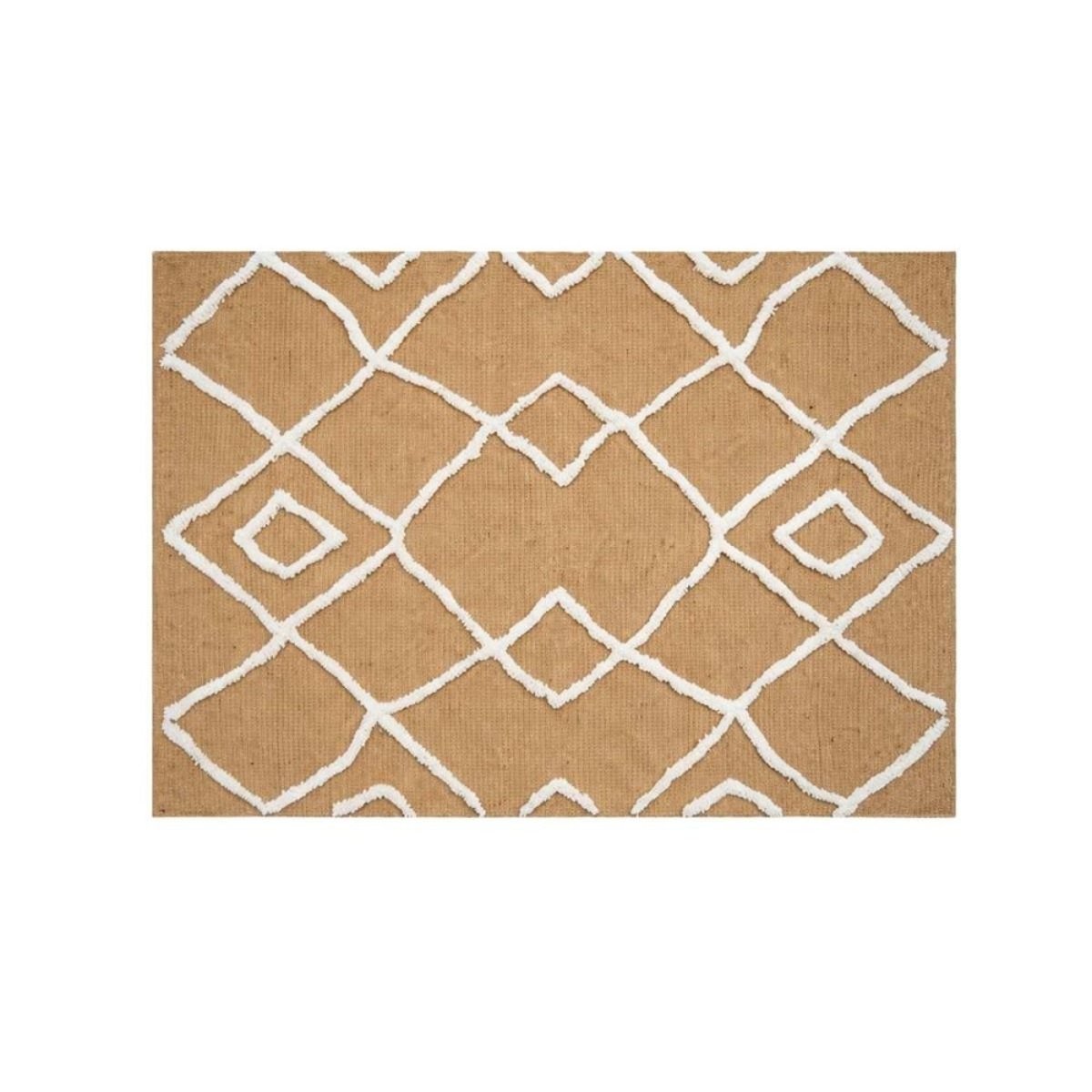 Tapis en jute tufté motifs géométriques 120x170cm naturel, ORNAMI