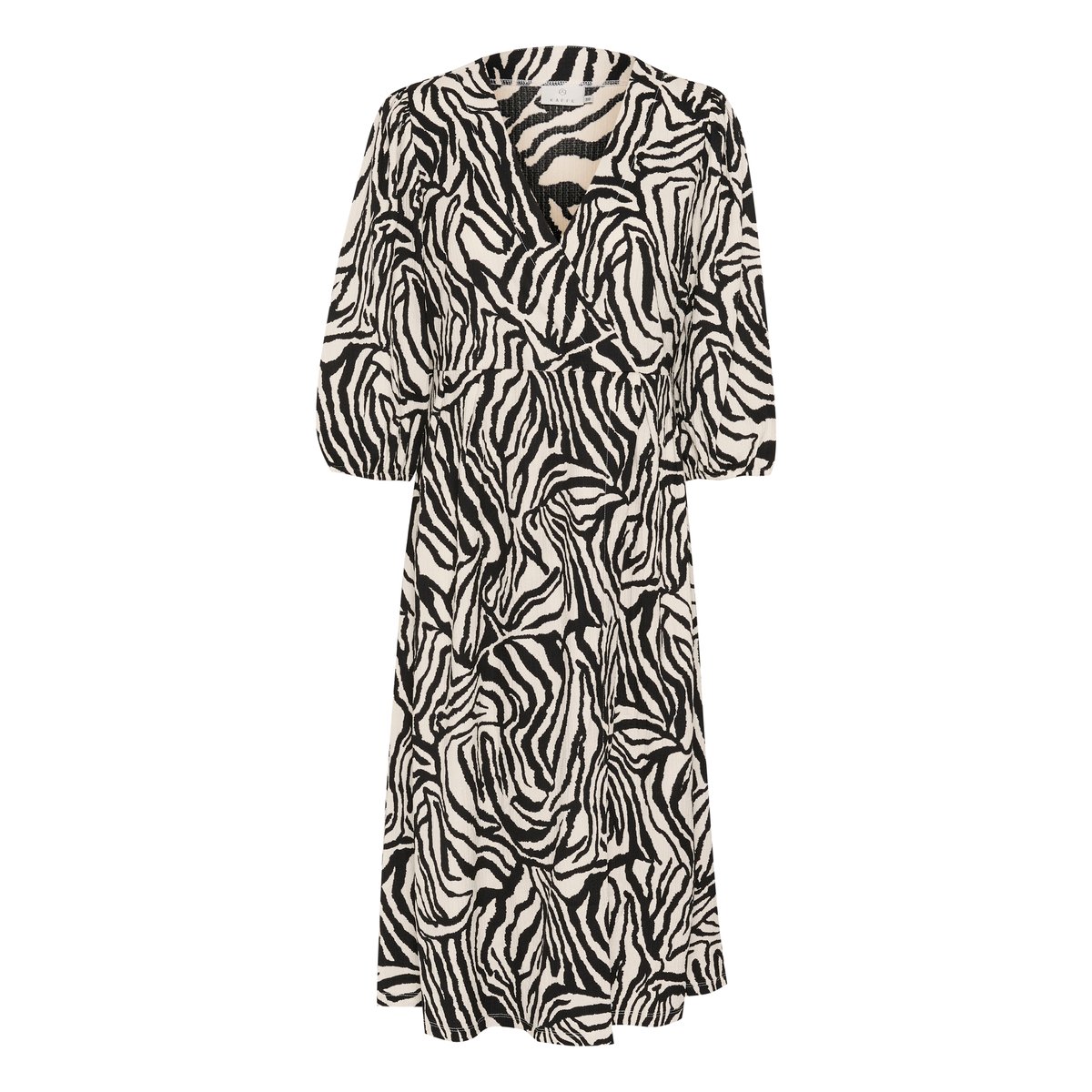 Jersey dress noir turtledove print, KAFFE