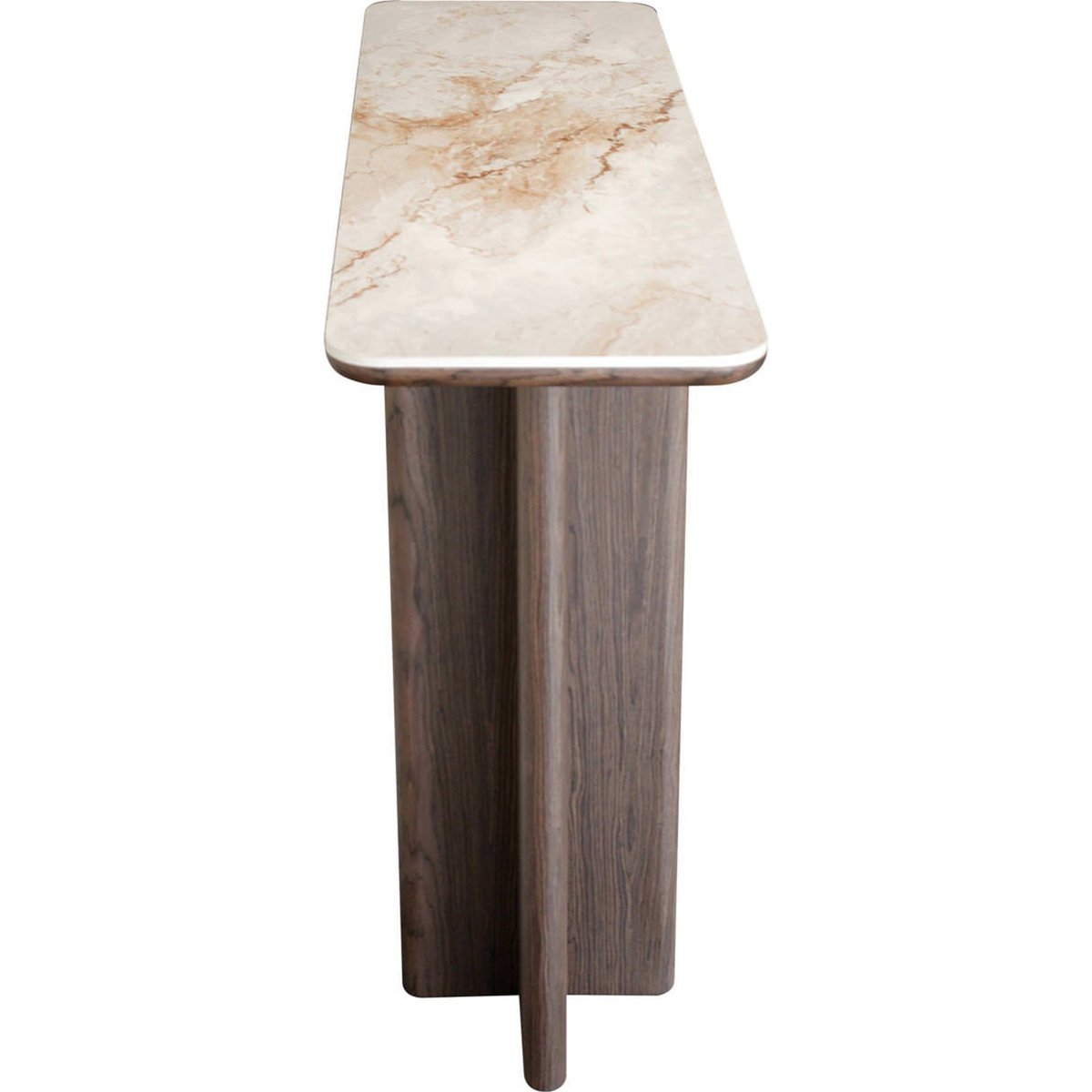 Console contemporaine effet marbre et bois brun et beige effet marbre, RECOLLECTION