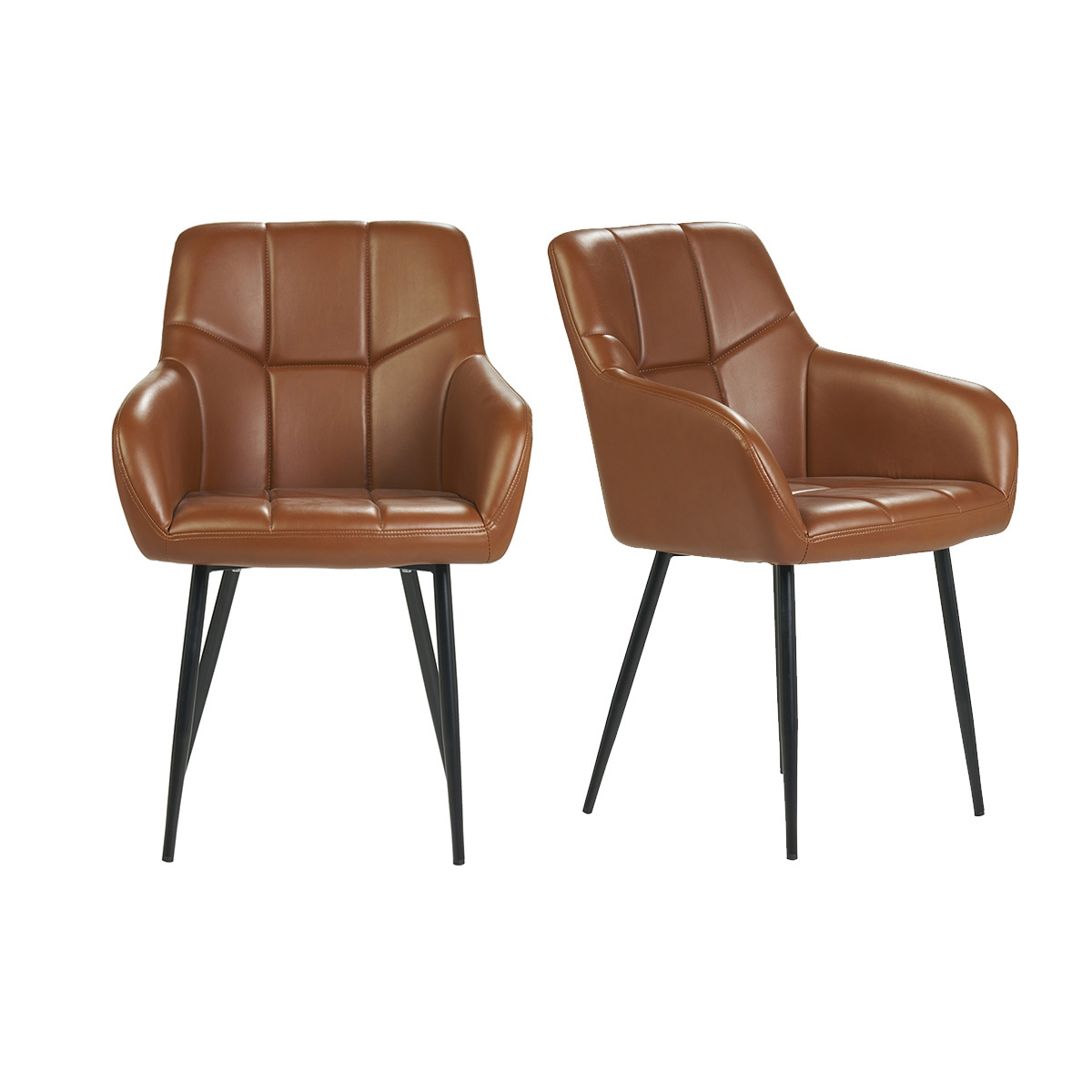 Chaises design matelassées (lot de 2) MONTERO marron, MILIBOO