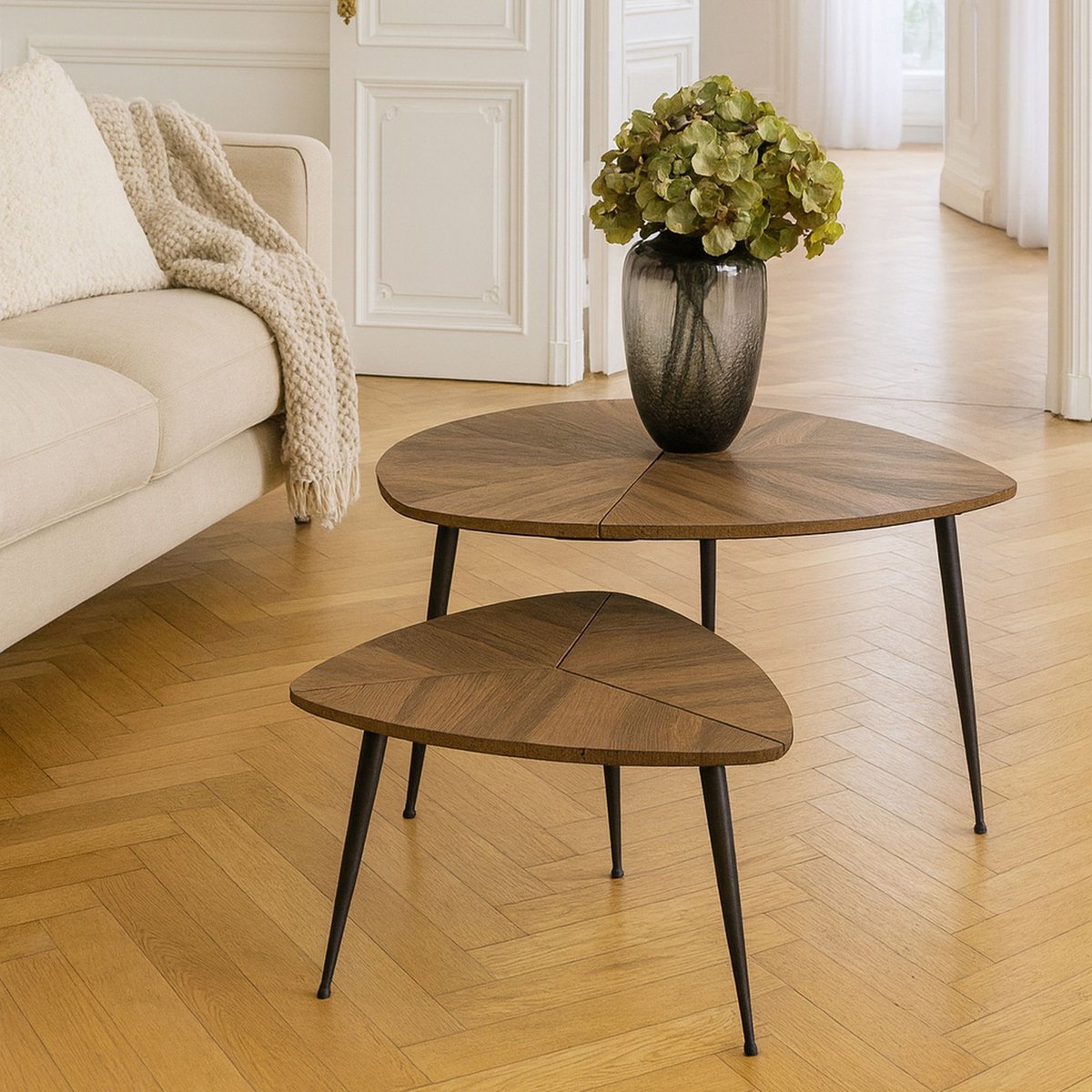 Set de 2 tables gigognes en fibre de bois naturel, NOW'S HOME