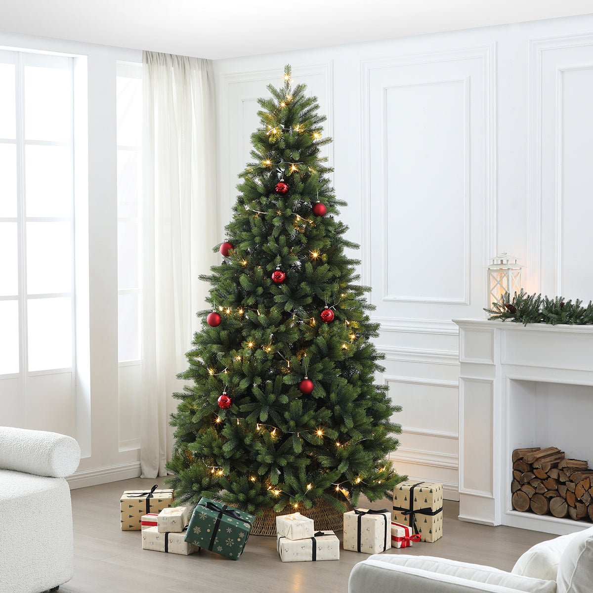 Set de 4 boules de noël décoratives en verre D8 rouge, SIA DECO