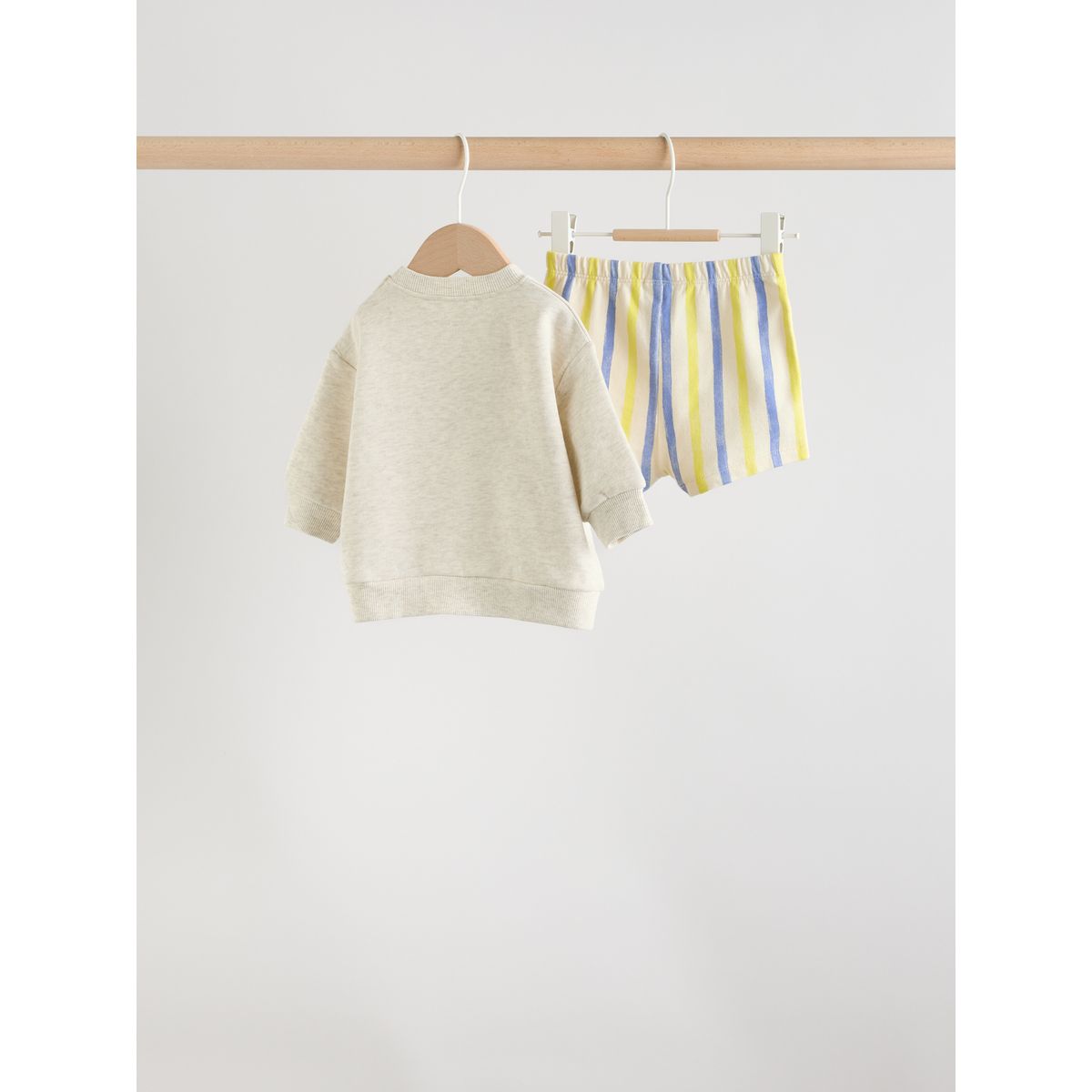 Ensemble sweat et short bébé chien à rayures grises, NEXT
