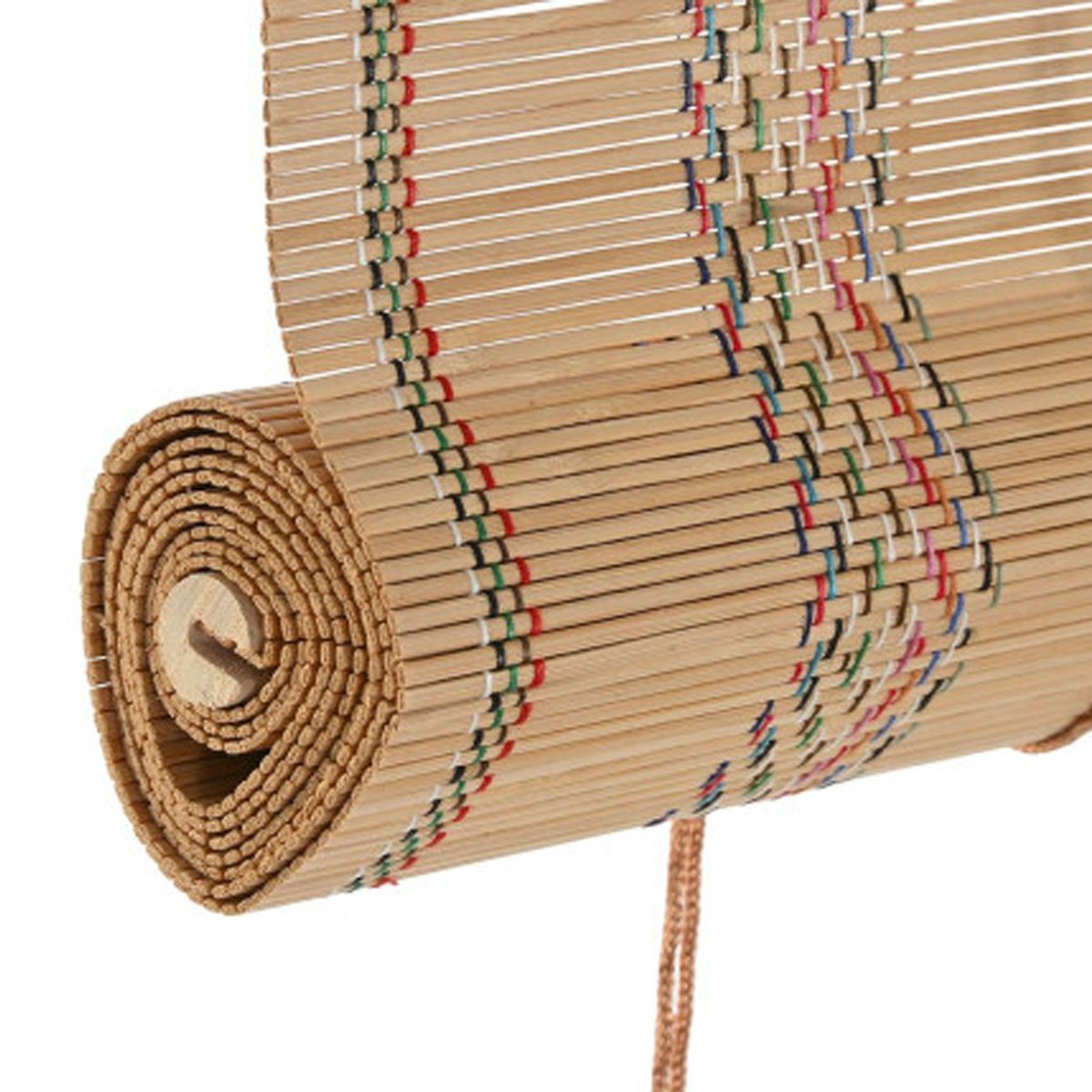 Store enrouleur intérieur en bambou et fils multicolores 90x2x175cm bois, WADIGA