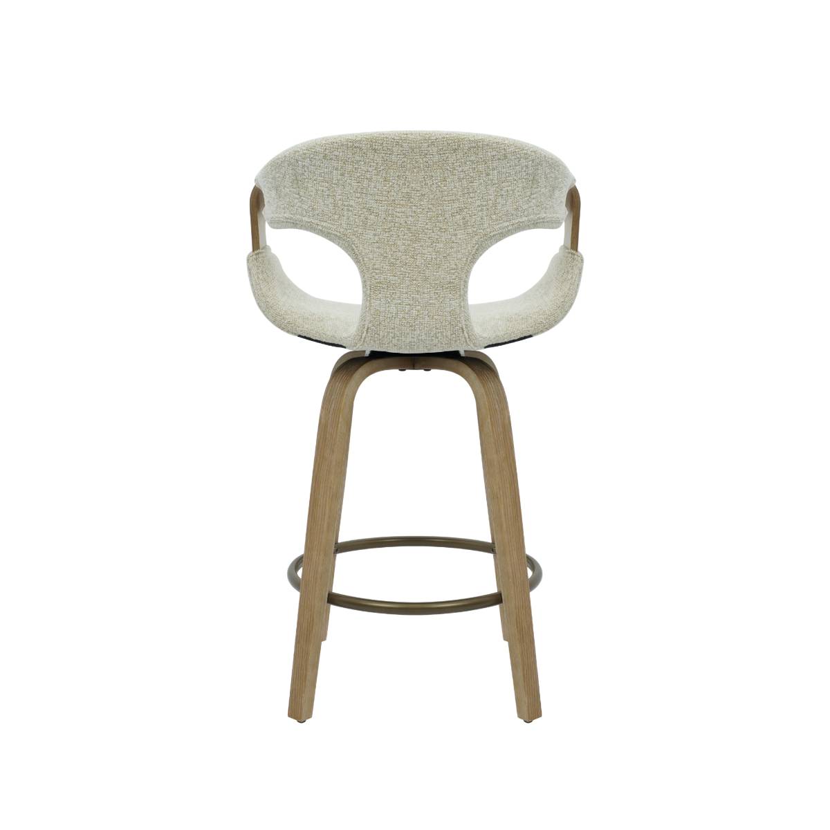 Lot de 2 tabourets de bar en tissu MIRIYA blanc, MADE IN MEUBLES 