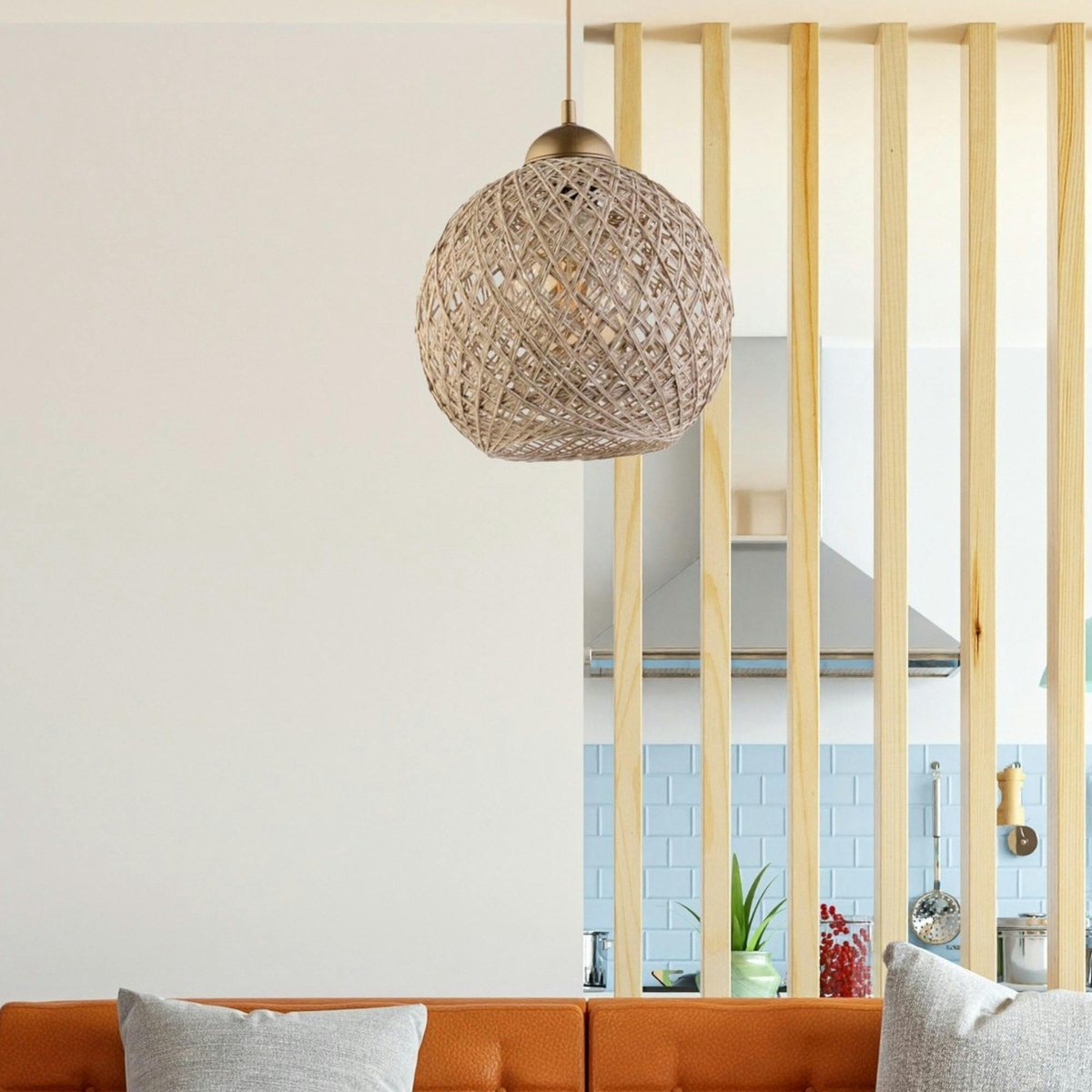 Suspension boule en jute - style bohème cuivre, PIER IMPORT