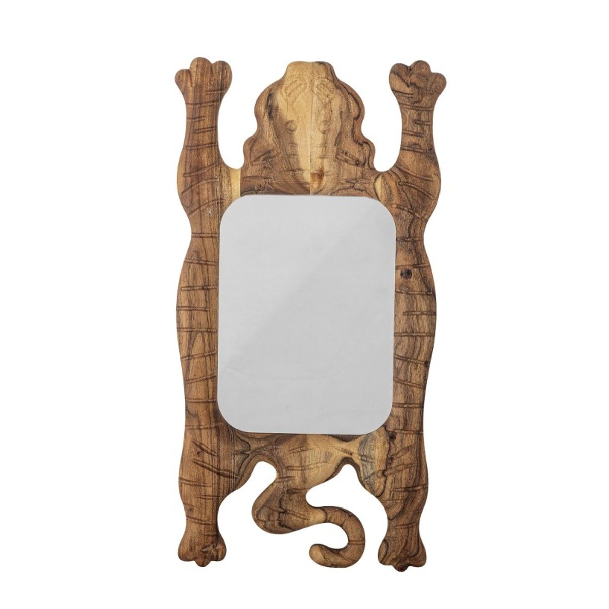 Miroir mural manguier sculpté tigre Marga bois foncé, BLOOMINGVILLE