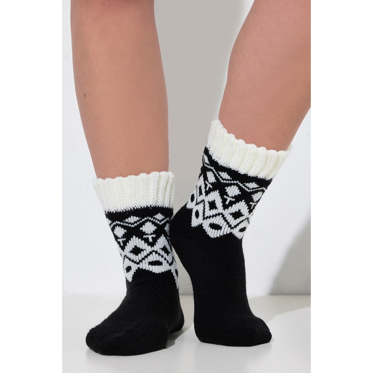 Lot de 2 paires de chaussettes douillettes noir, ULLA POPKEN