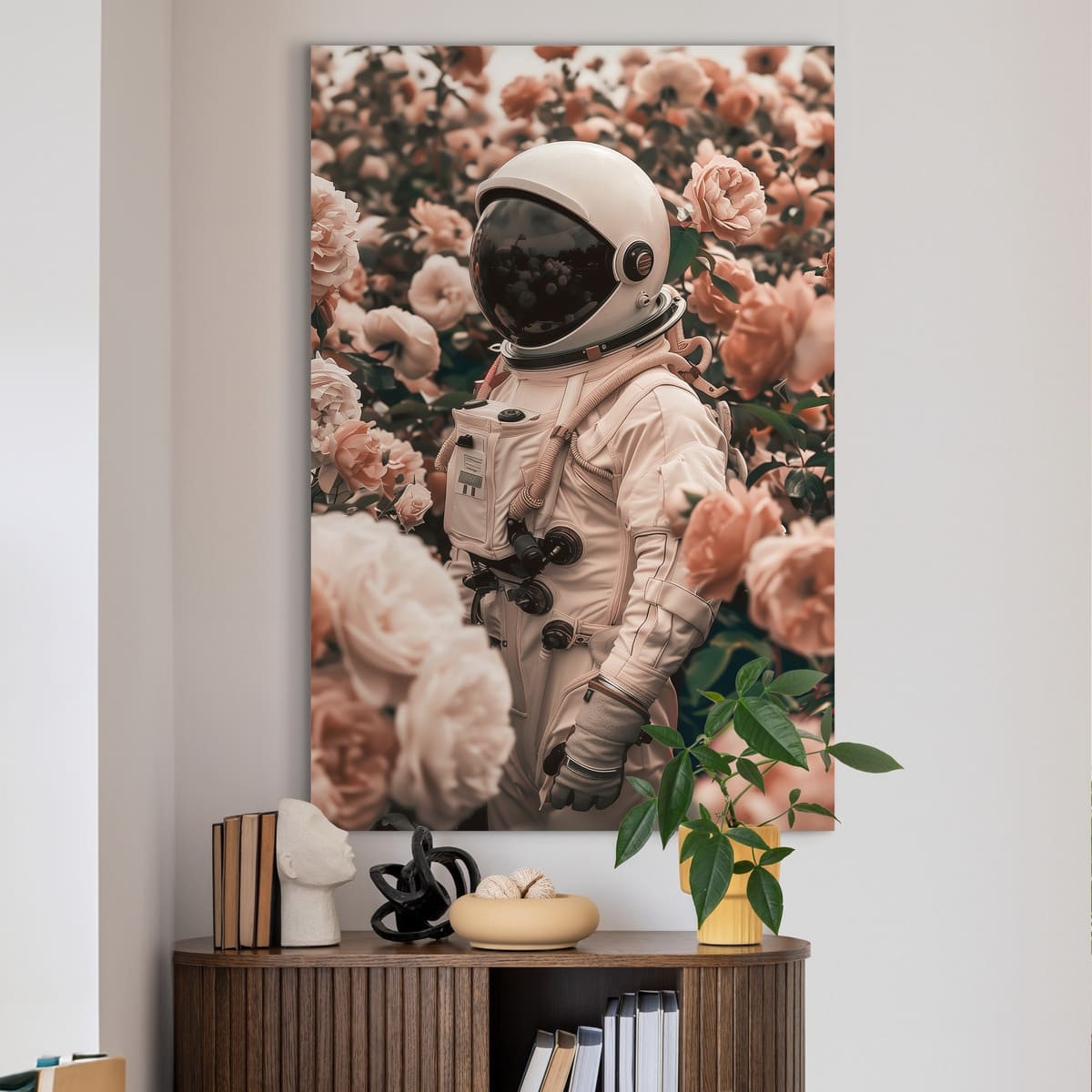 Tableau Mural Astronaute En Fleurs ILLUSION tableau en verre synthétique, CEANOTHE