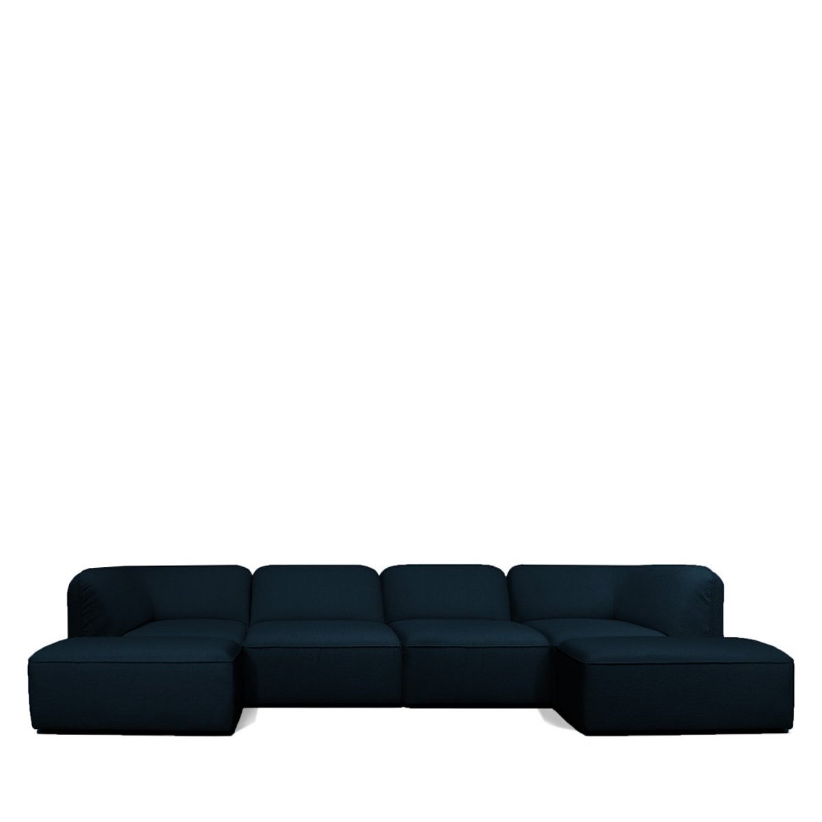 Pouf pour canapé modulable en tissu bouclette- NOOR bleu marine, DRAWER