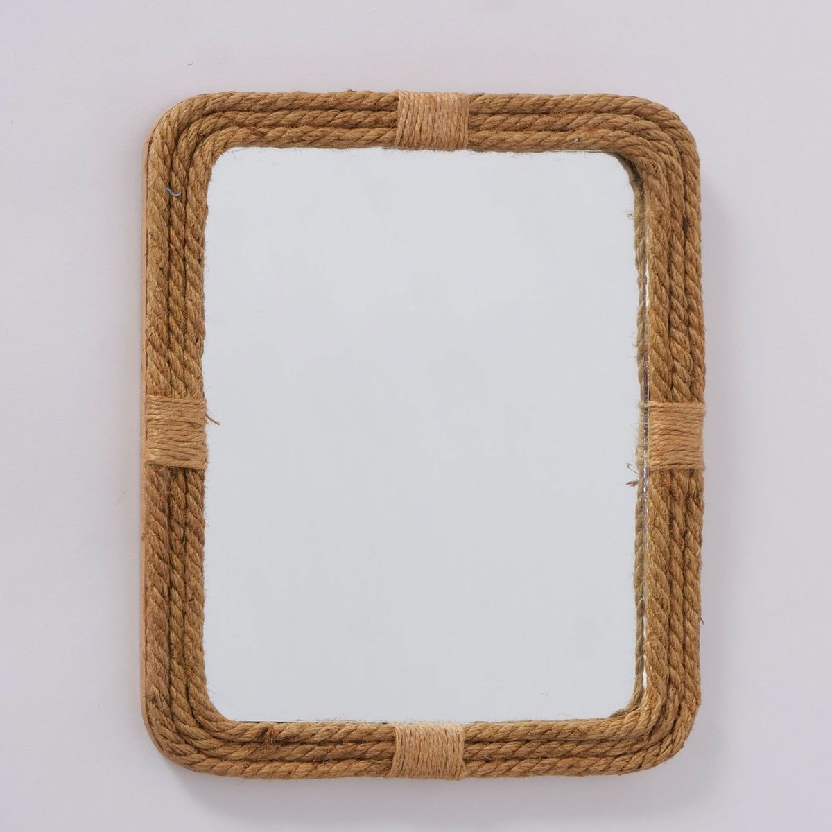 Miroir rectangulaire en bois et corde en jute 25x31x2.2cm bois, WADIGA