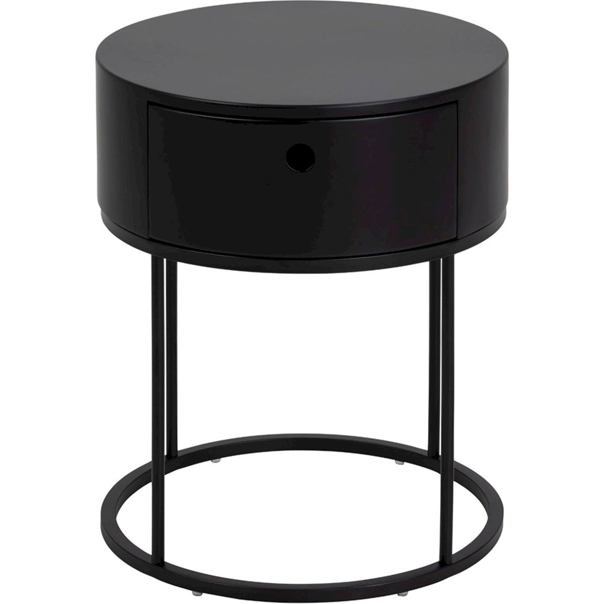 Table de chevet ronde métal collection POERAVA noir, RECOLLECTION