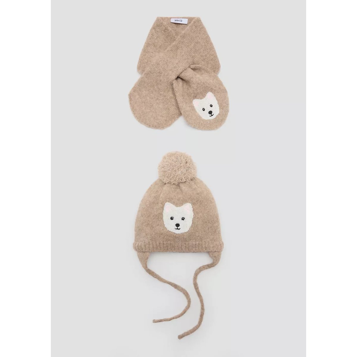 Bonnet en maille petit chien sable, MANGO BABY