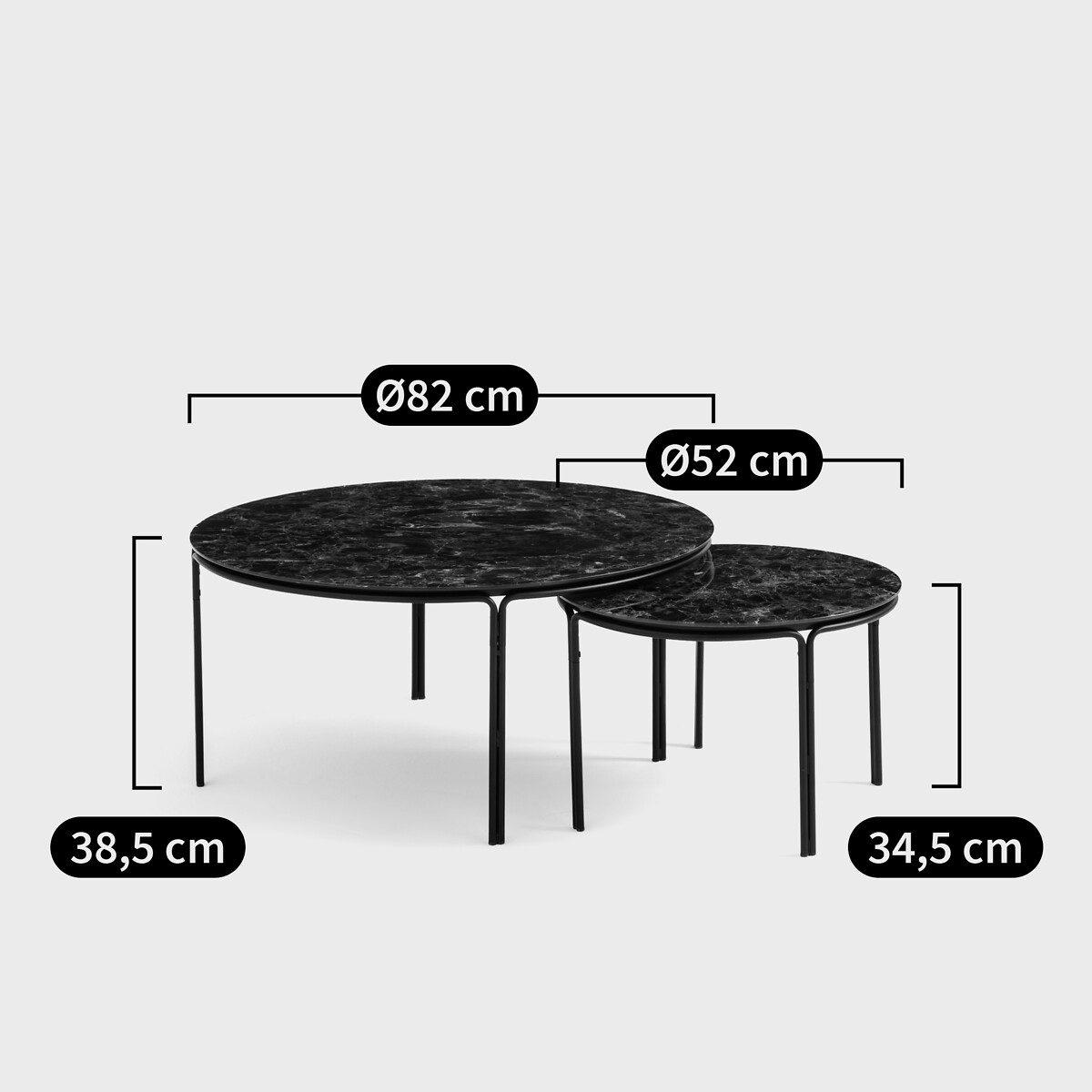 Lot de 2 tables basses rondes effet marbre, Chici marbre, LA REDOUTE INTERIEURS