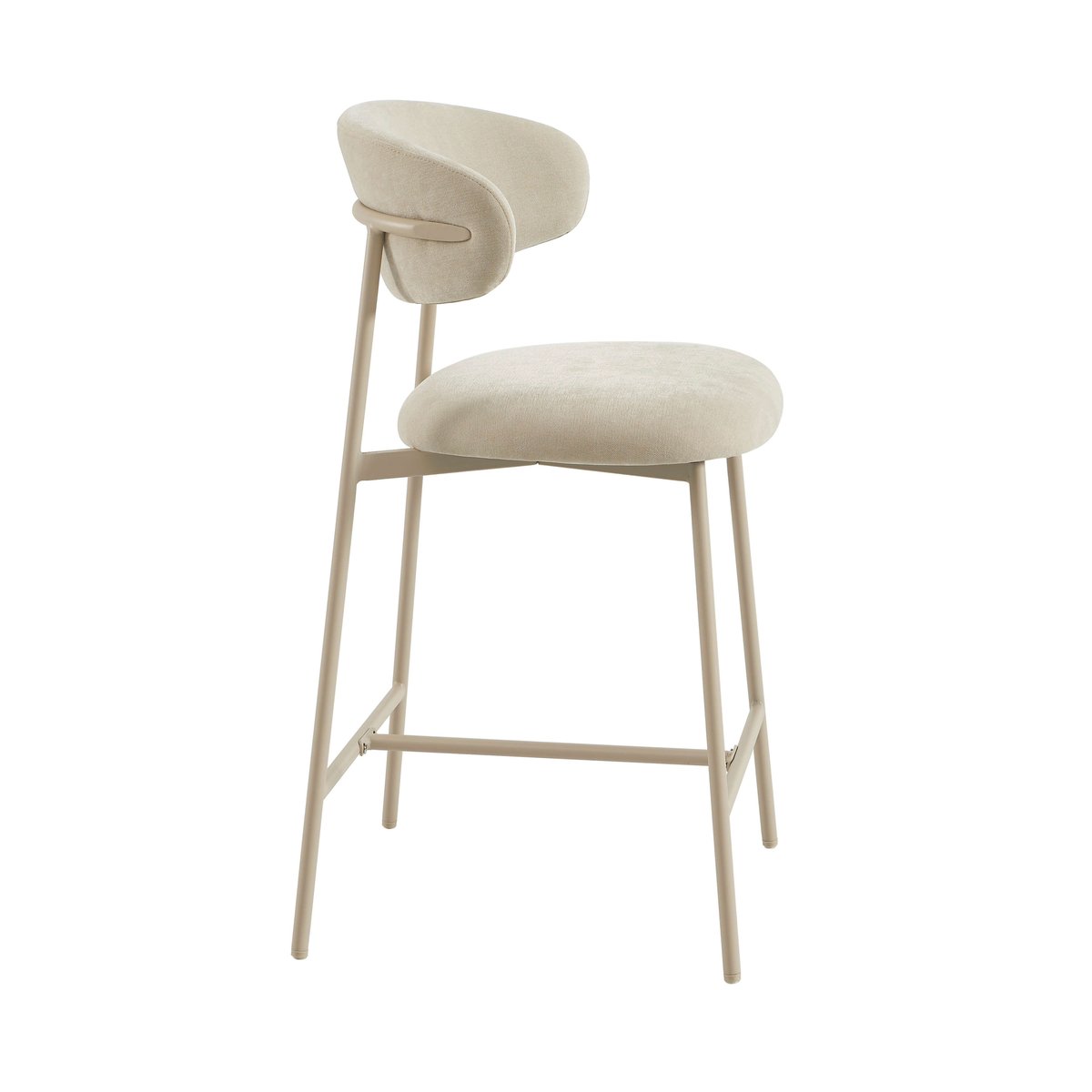 Tabourets tissu, pied métal (lot de 2) GALLY beige, BAÏTA