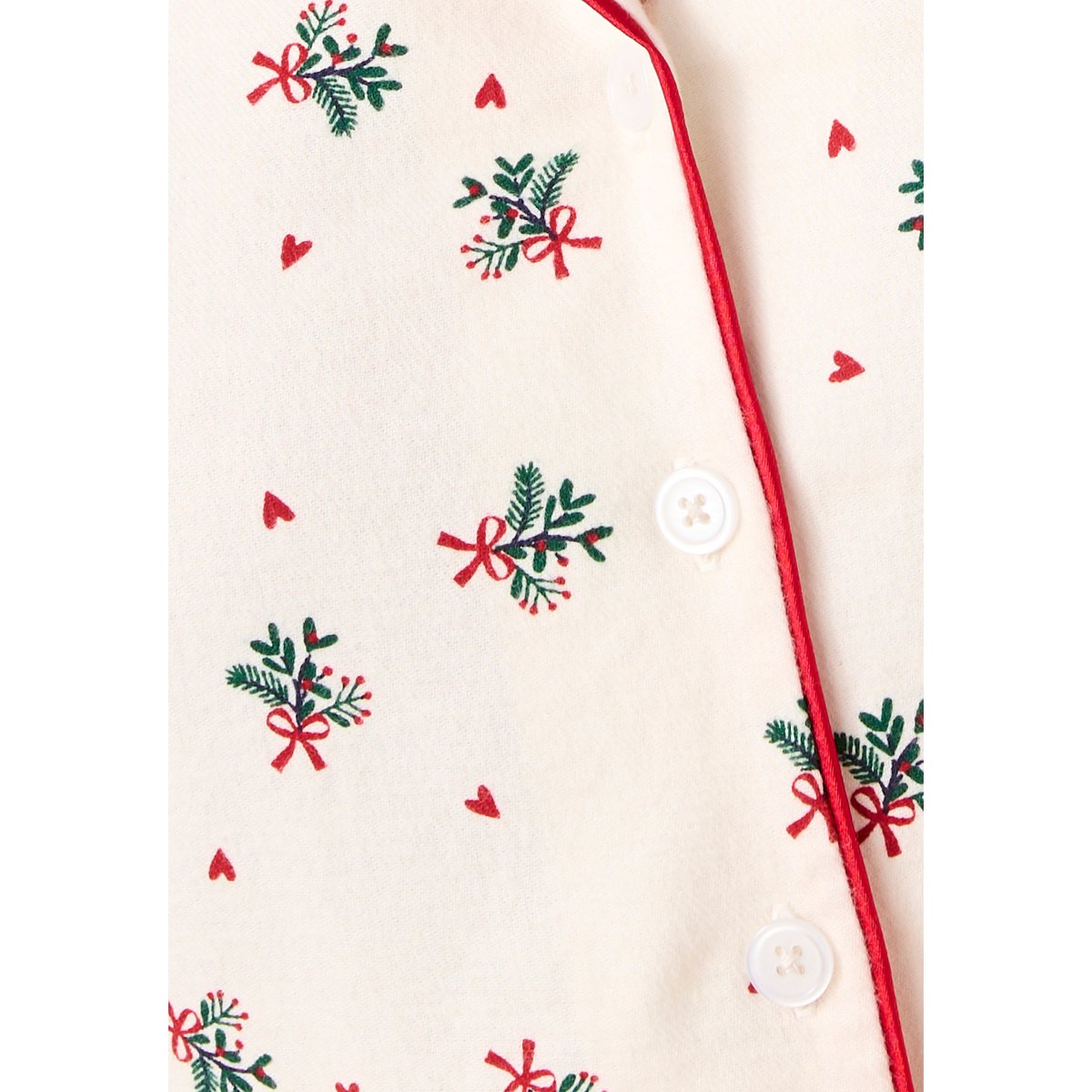 Pyjama pur coton en flanelle vert ecru imp., DAMART