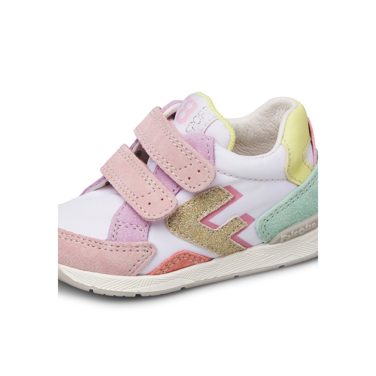 Sneakers en cuir et tissu NAERIS VL. rose-blanc, FALCOTTO