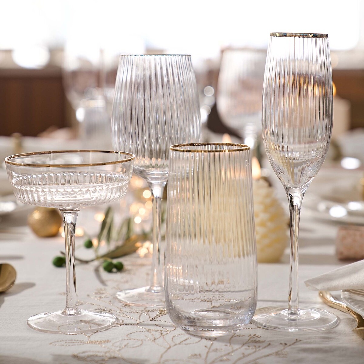 Lot 4 coupes à champagne, Lurik transparent, LA REDOUTE INTERIEURS