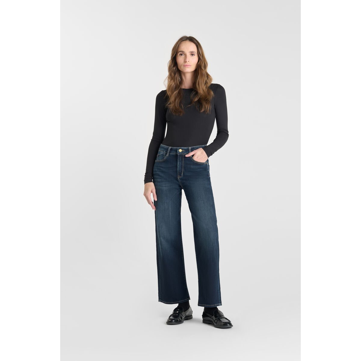 Jeans loose, large pulp wide leg , 7/8ème blue, LE TEMPS DES CERISES