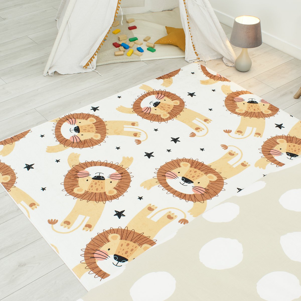 Tapis enfant lions HAPPY crème, NAZAR RUGS