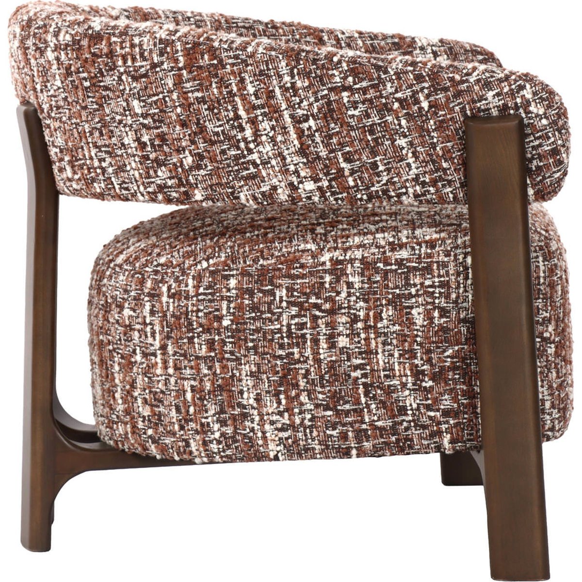 Fauteuil lounge en tissu texturé noisette, RECOLLECTION