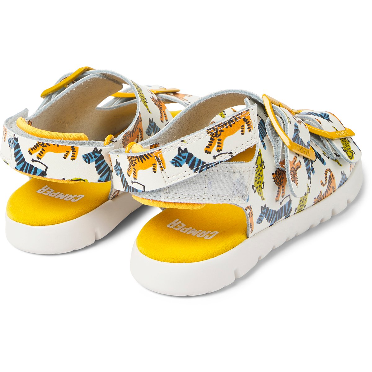 Sandales Oruga cuir blanc / orange, CAMPER