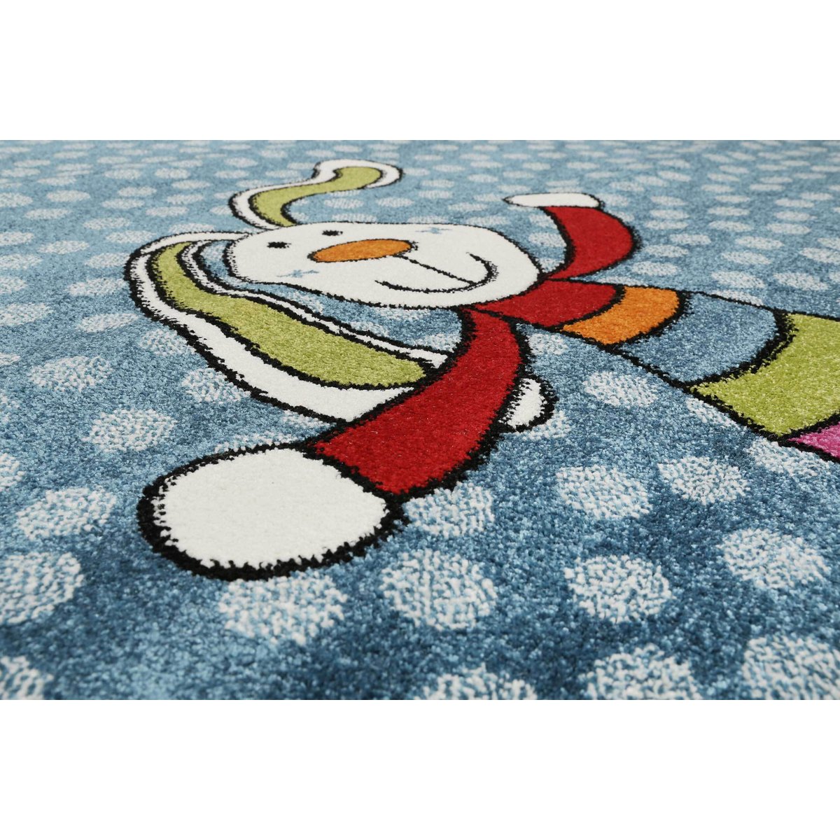 Tapis enfant motif lapin , RAINBOW RABBIT bleu, SIGIKID