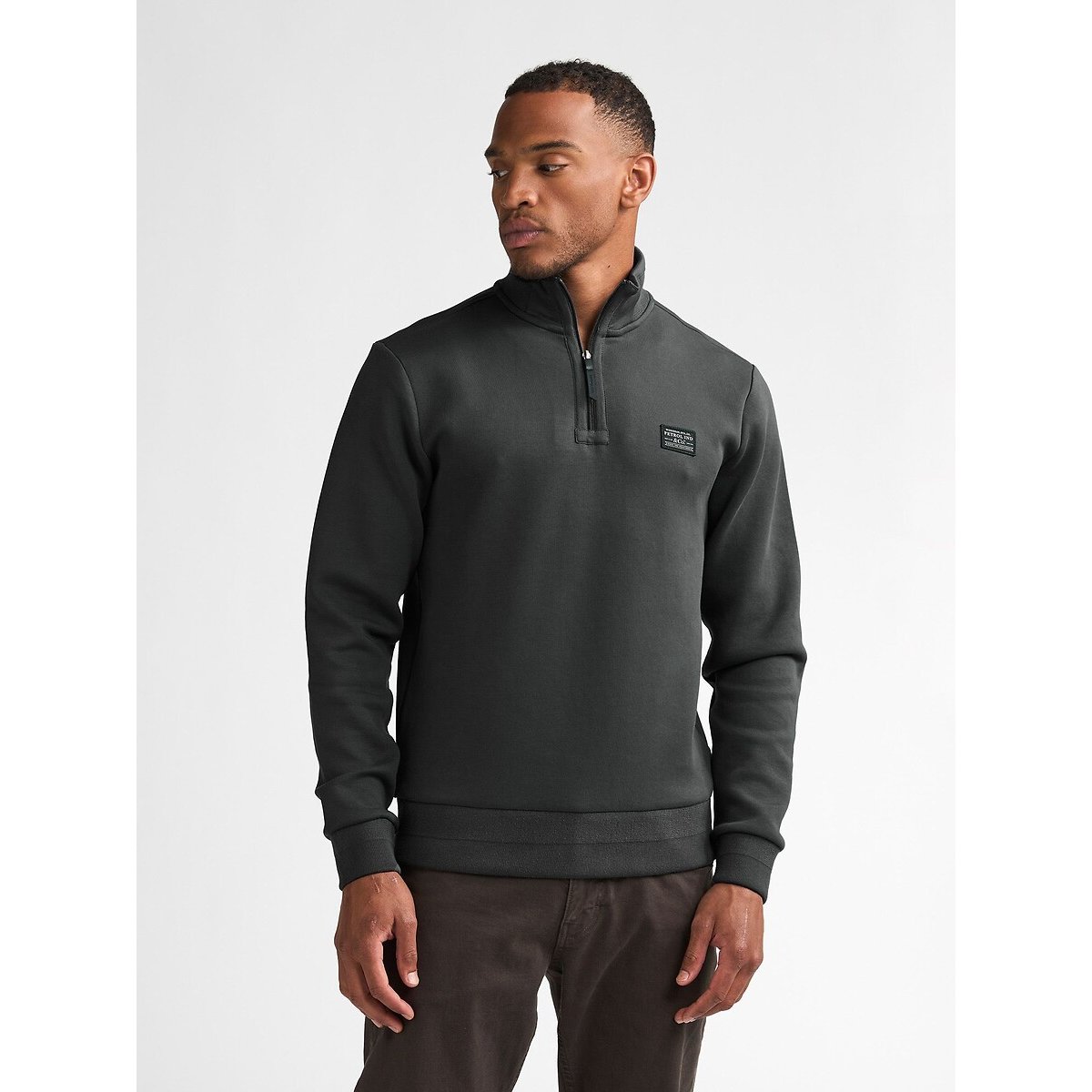 Sweat col montant zippé vert foncé, PETROL INDUSTRIES