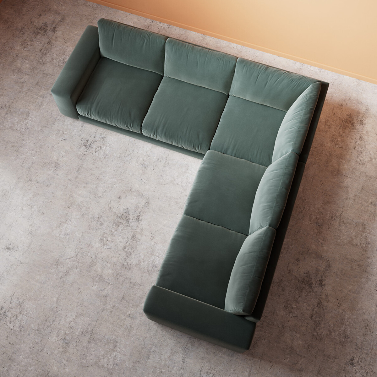Denver Crushed Velvet Corner Sofa hydro, SWOON