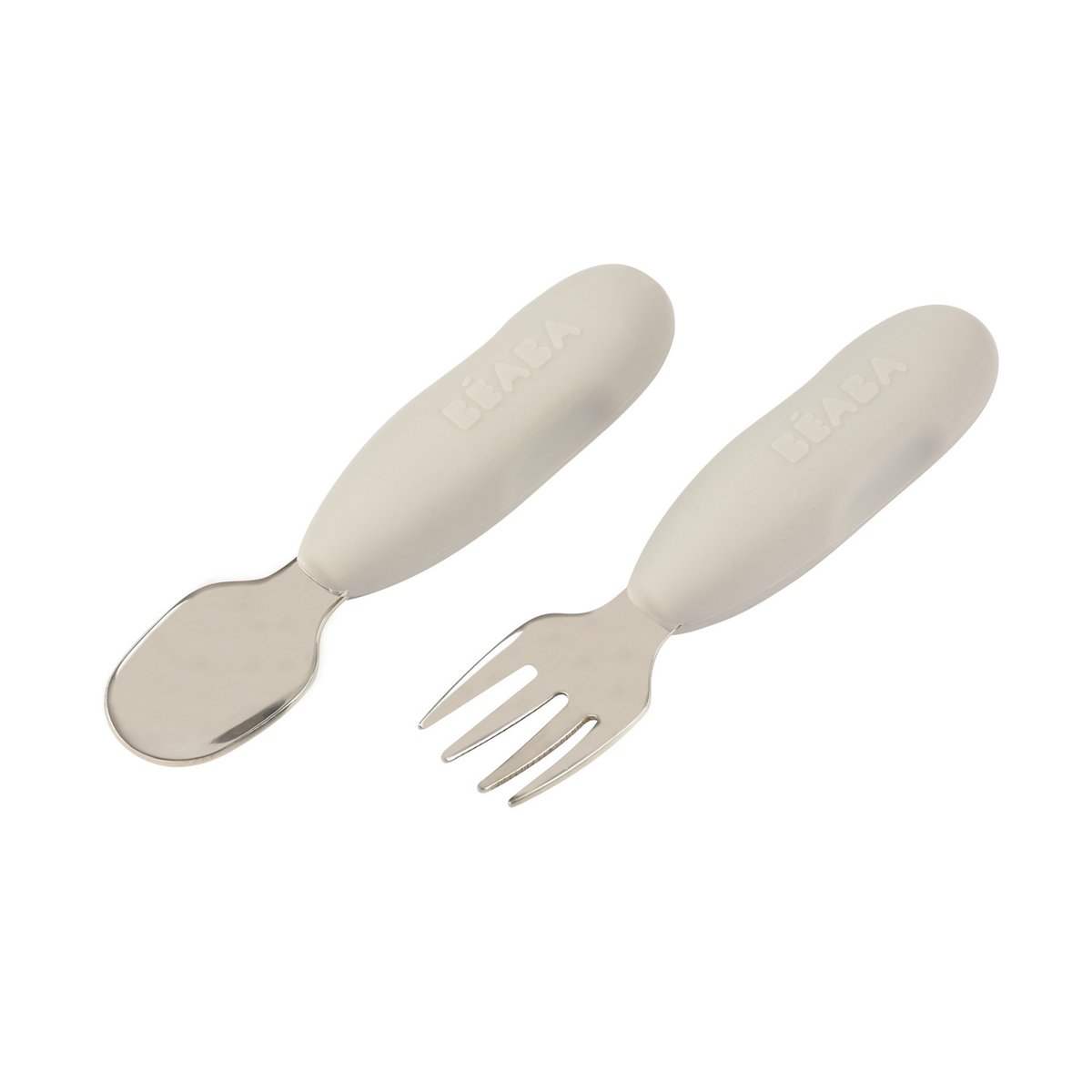 Lot de 2 pré-couverts en inox gris velours, BEABA
