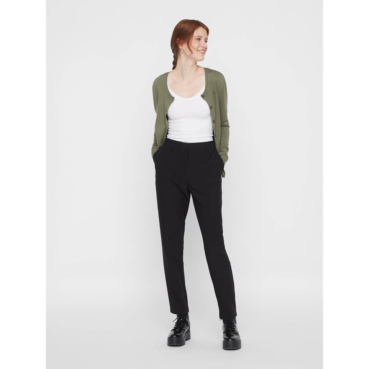 Pantalon fuselé, taille standard noir, PIECES