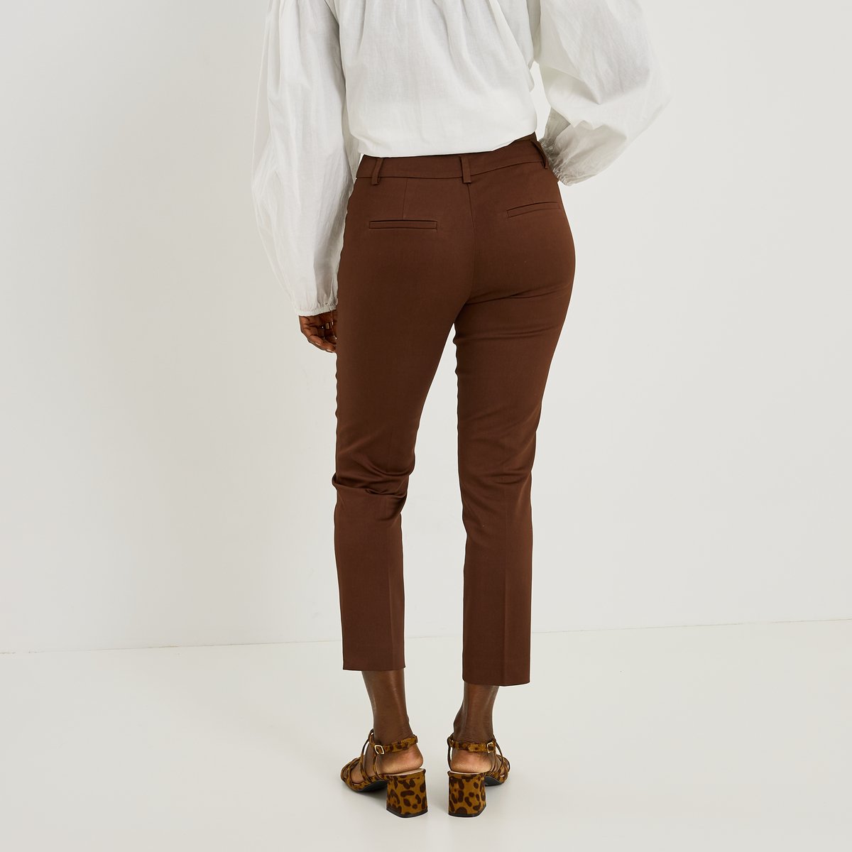 Pantalon cigarette raccourci marron, GRAIN DE MALICE