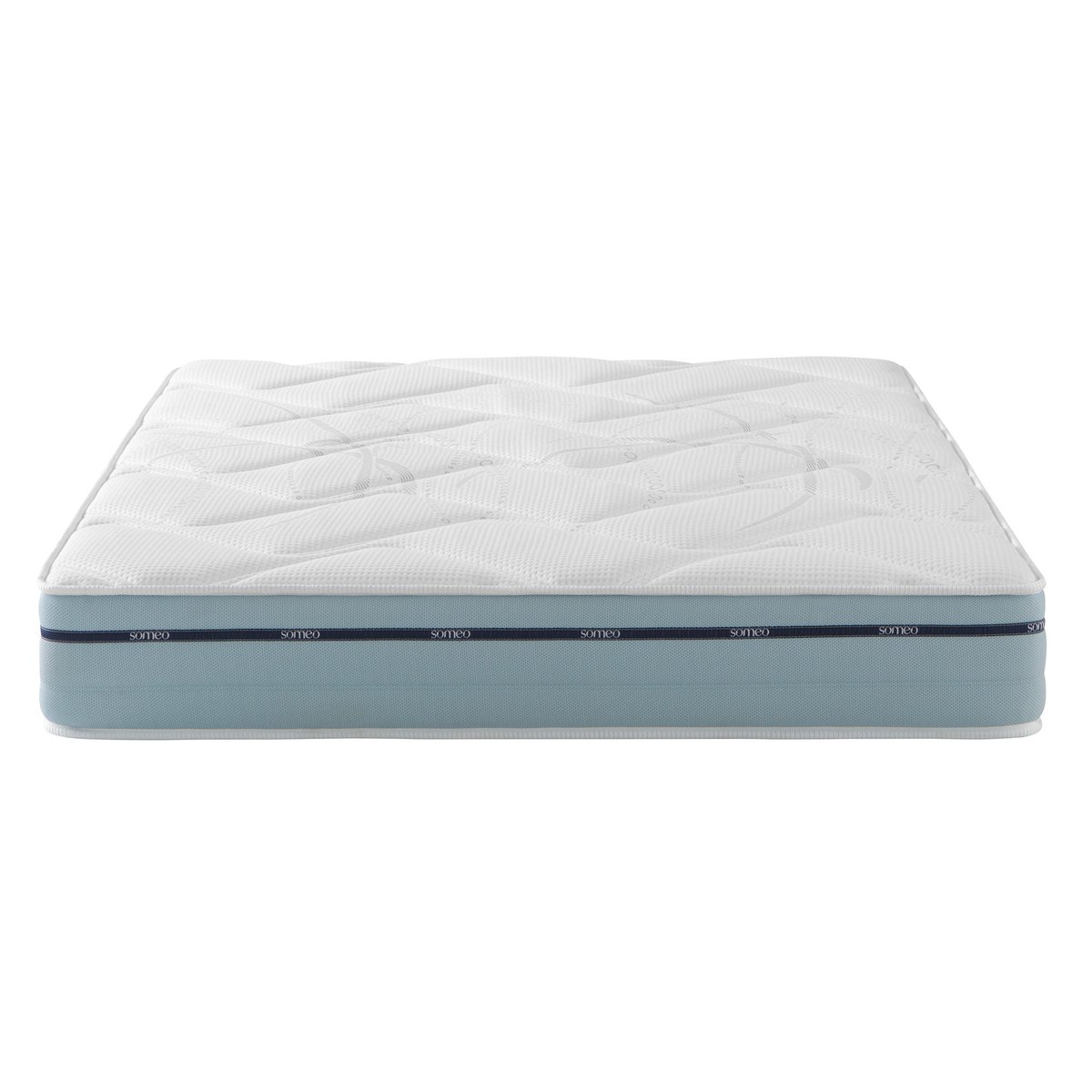 Ensemble matelas mémoire de forme, sommier Lune et pieds Songe 500 blanc, SOMEO