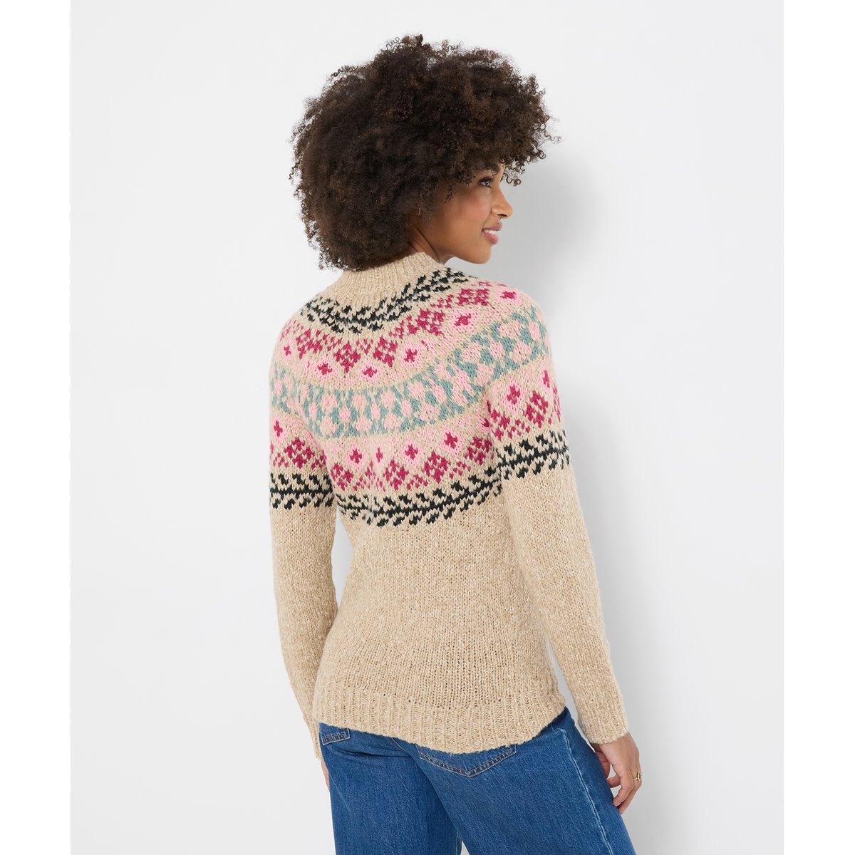 Pull Jacquard Fair Isle Fleuri Trinnie beige, JOE BROWNS
