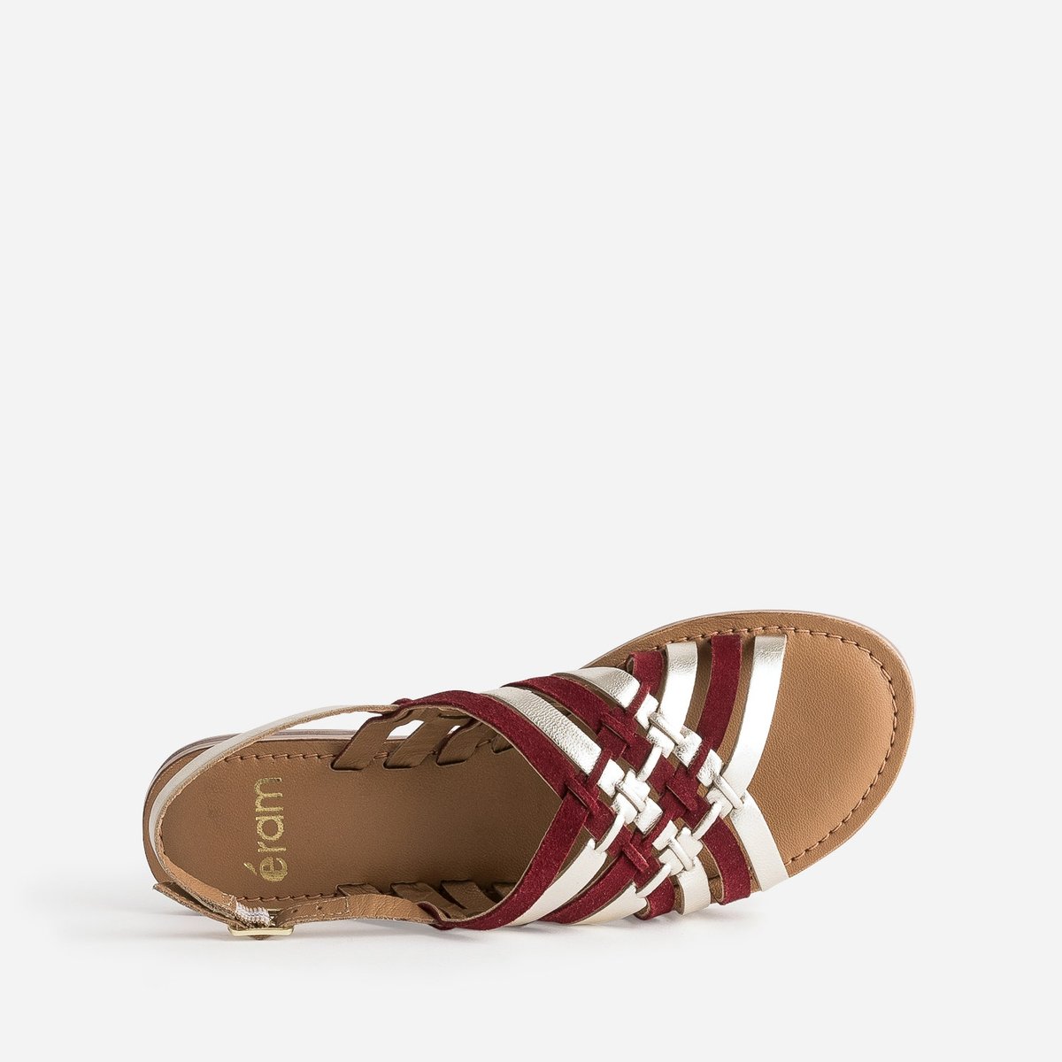Sandale Plate en cuir NINON dore, ERAM