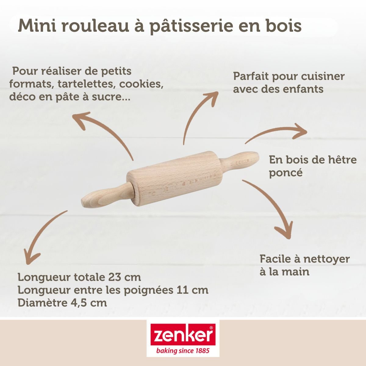 Tampon alphabet pour biscuit et mini rouleau PÂTISSERIE bois,gris, ZENKER