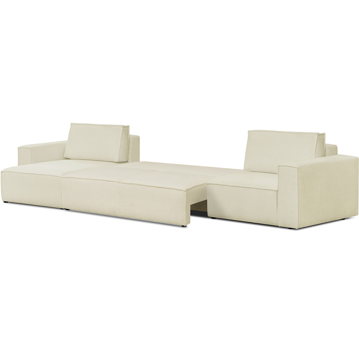 Canapé d'angle convertible 7 places en tissu bouclé - HARPER MOD ecru, HOMIFAB