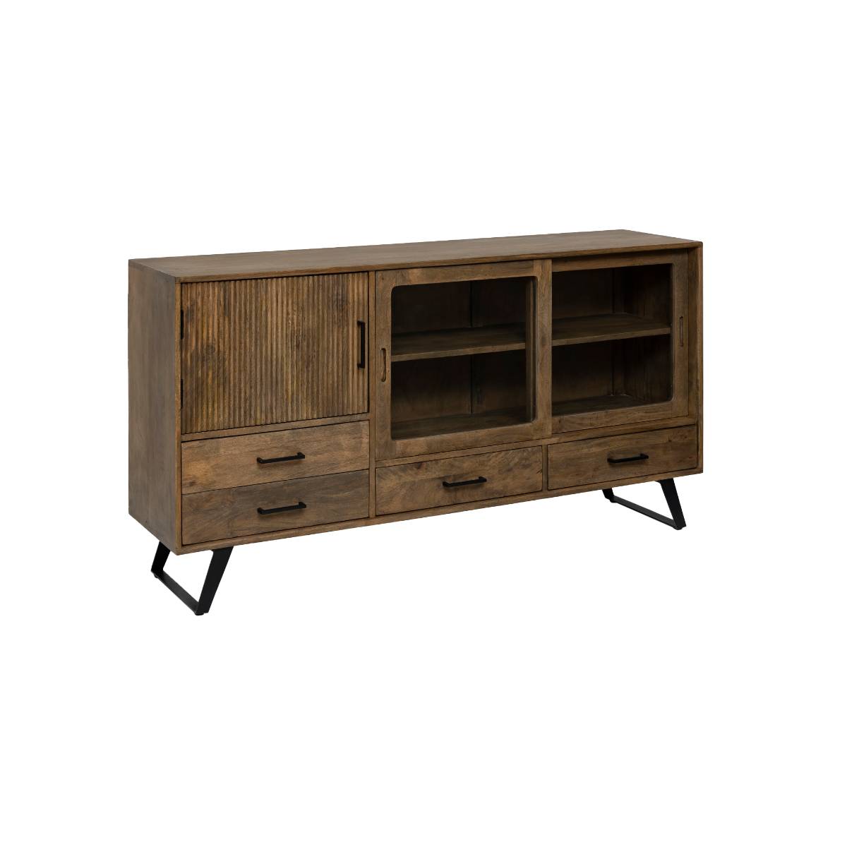 Buffet en bois de manguier et métal JOY bois foncé, MADE IN MEUBLES 