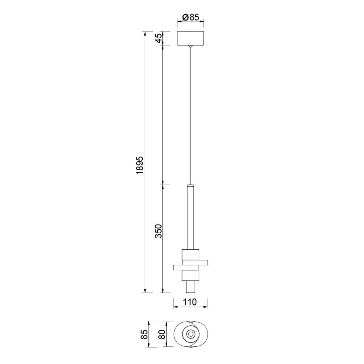 Suspension en métal design, D.11 noir, MANTRA